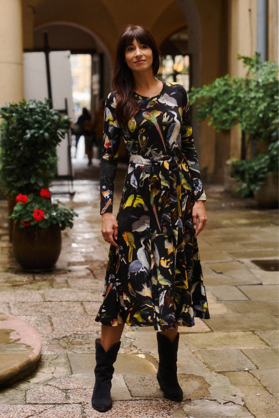 KLIN LADY dress Warsaw birds print
