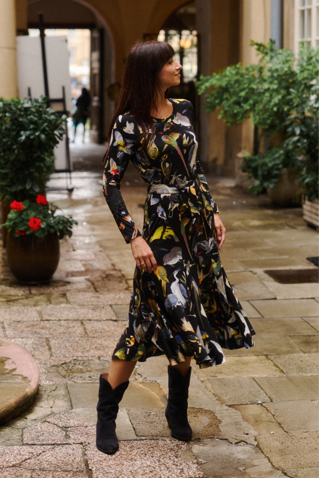 KLIN LADY dress Warsaw birds print