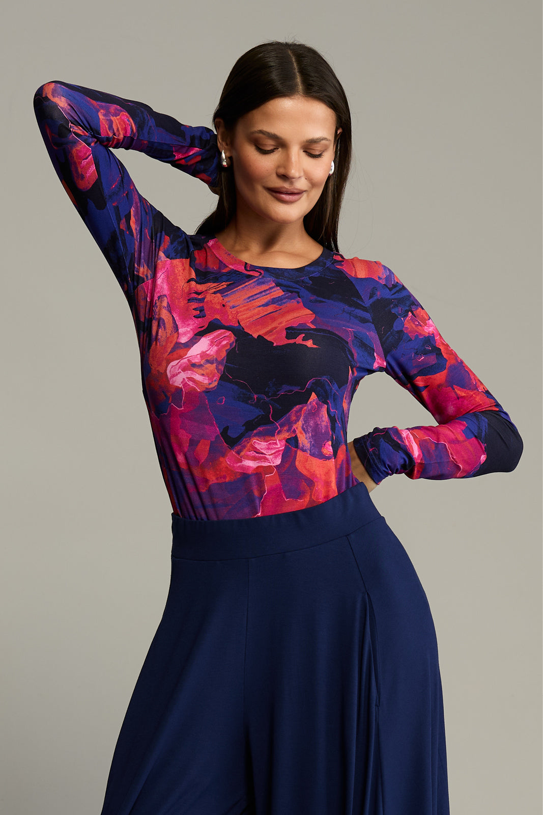 Bluzka SAWCIA Z DŁUGIM RĘKAWEM print Dreamworld orange & violet