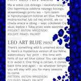 Niebieski, akwarelowy wzór leo art blue – dziki i nieokiełznany, idealny na wiele sezonów