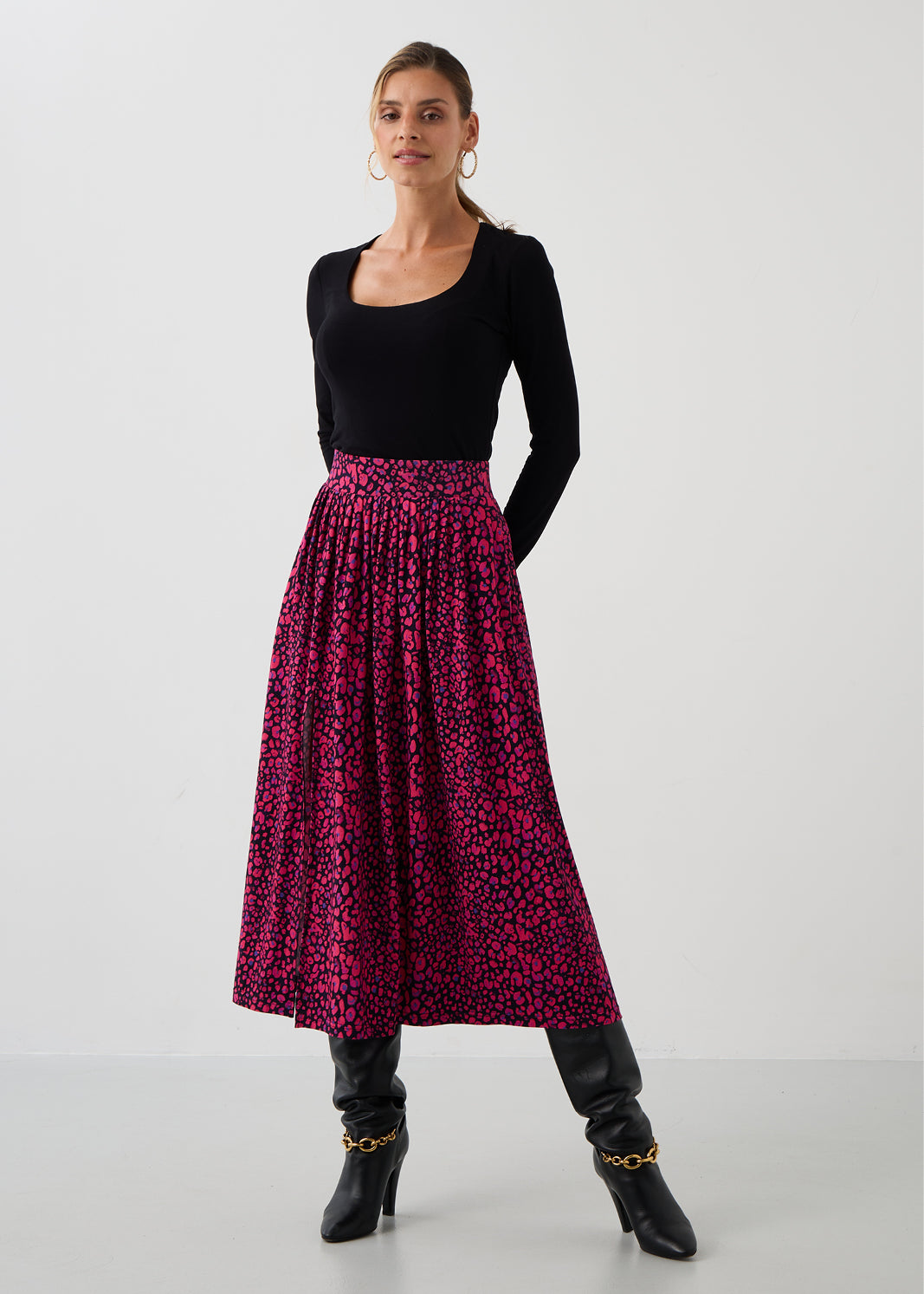 Spódnica HIGH RISK print mini leo pink & art blue
