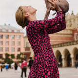 Dress MON AMOUR leo print pink and black