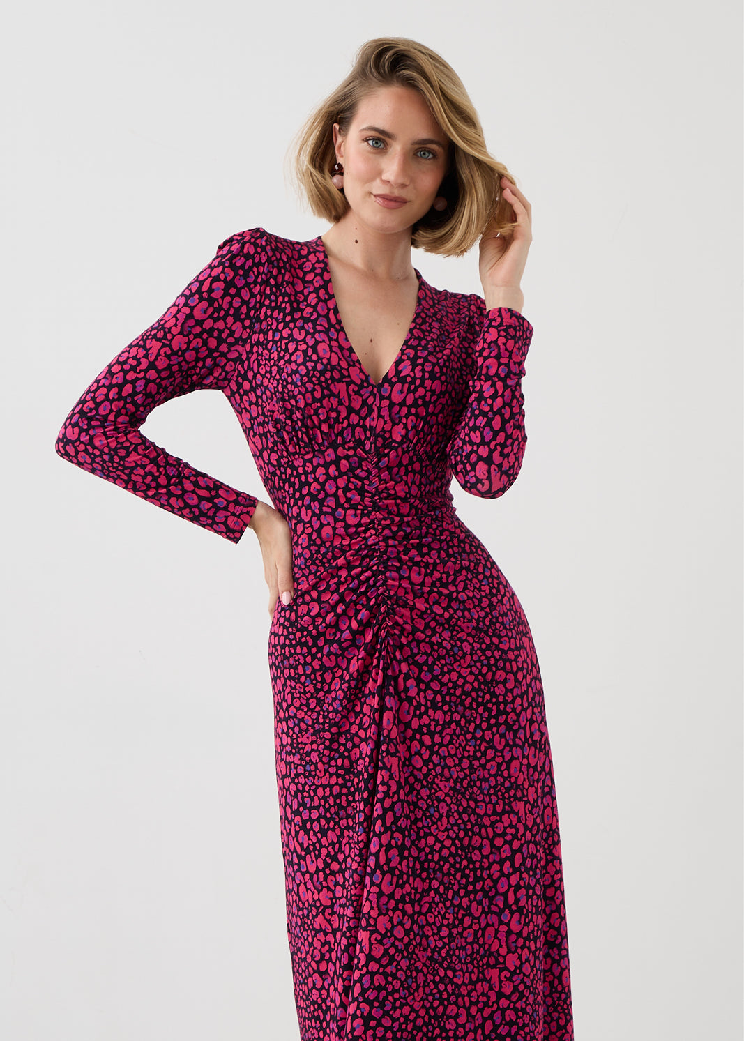 Sukienka MUSE print mini leo pink & art blue