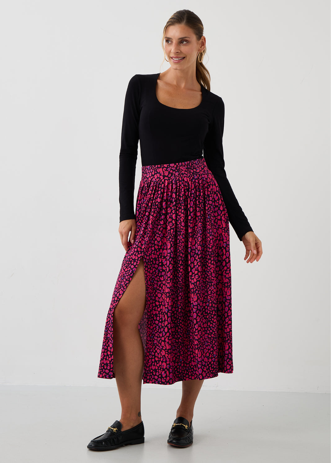 Spódnica HIGH RISK print mini leo pink & art blue
