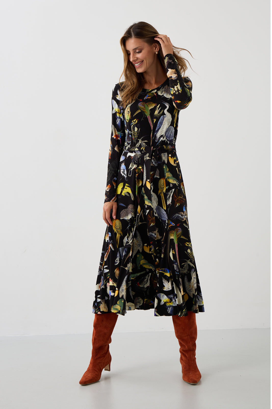 KLIN LADY dress Warsaw birds print