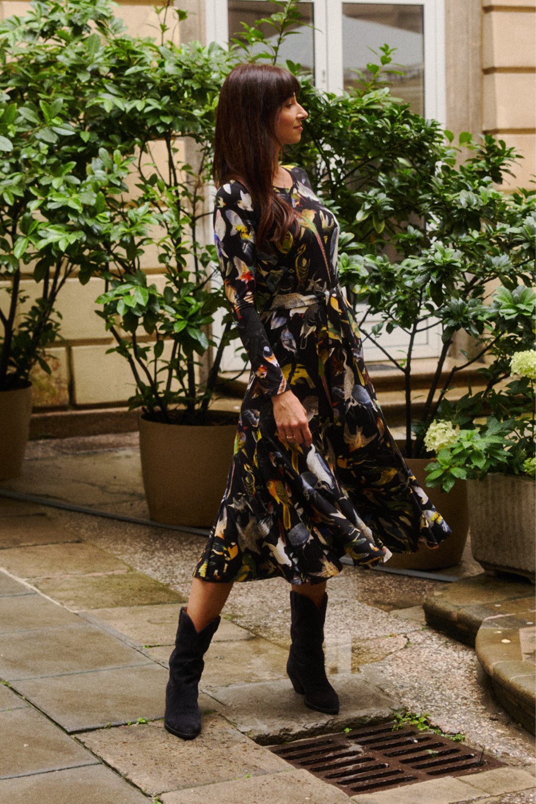 KLIN LADY dress Warsaw birds print
