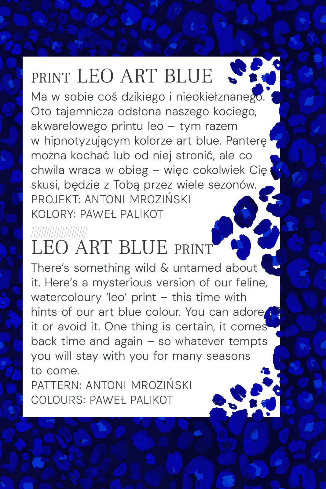 Sukienka KLIN LADY print leo art blue