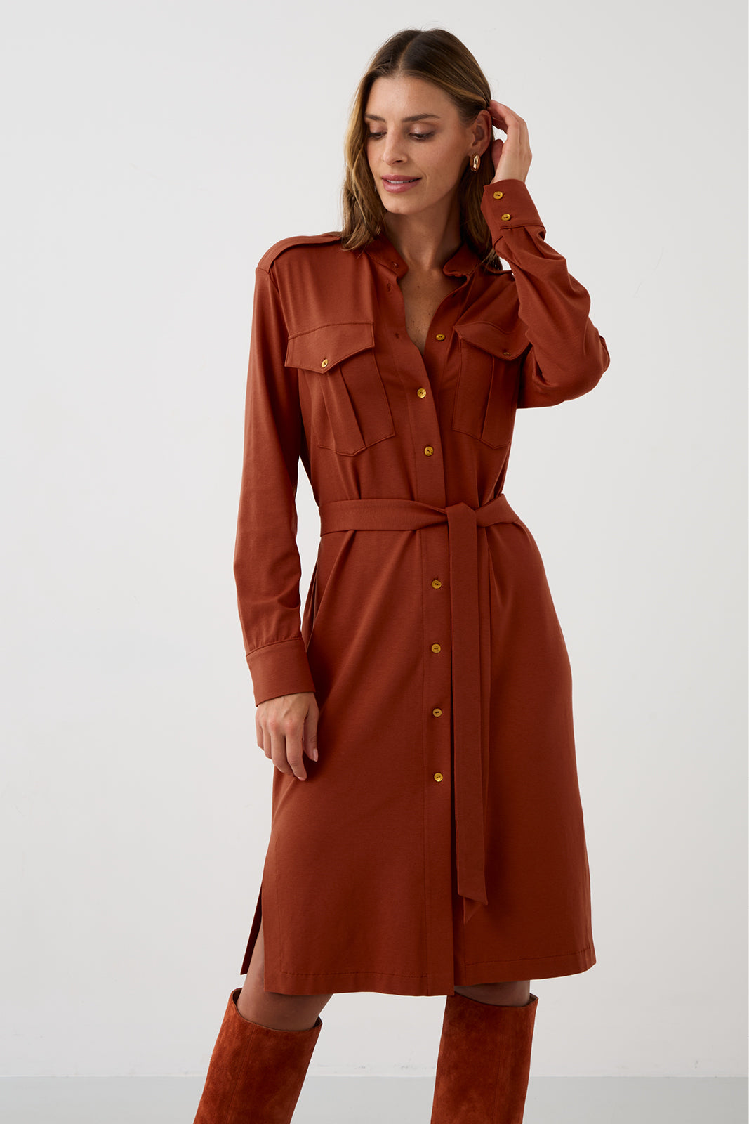 Dress OFFICE QUEEN WITHOUT POCKETS rusty