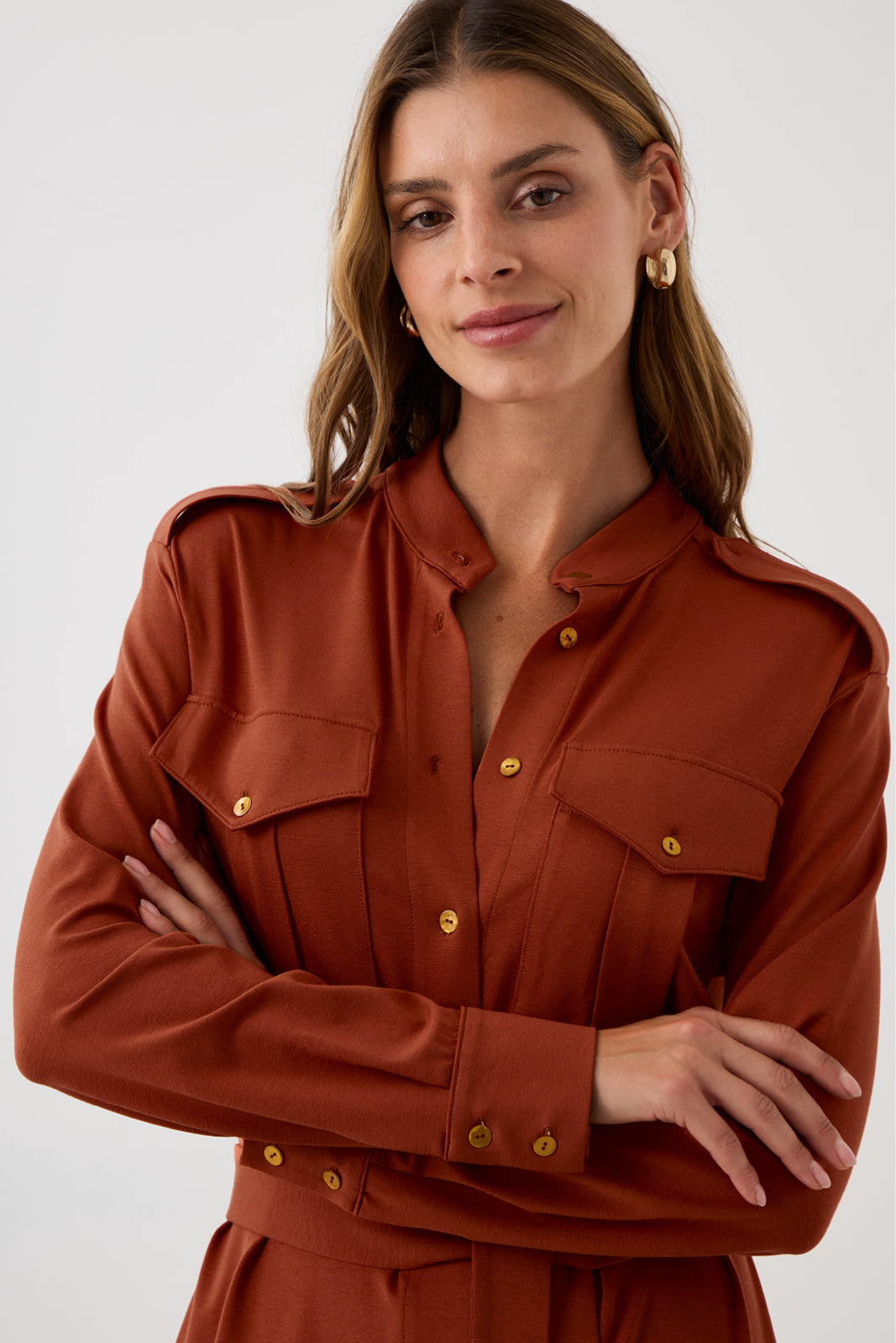 Dress OFFICE QUEEN WITHOUT POCKETS rusty