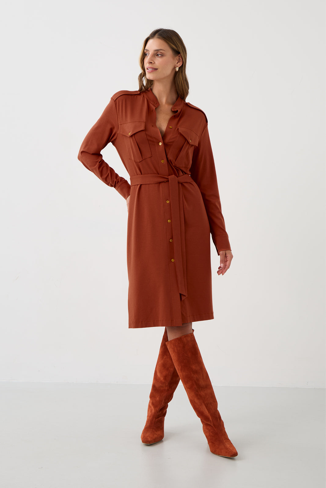 Dress OFFICE QUEEN WITHOUT POCKETS rusty