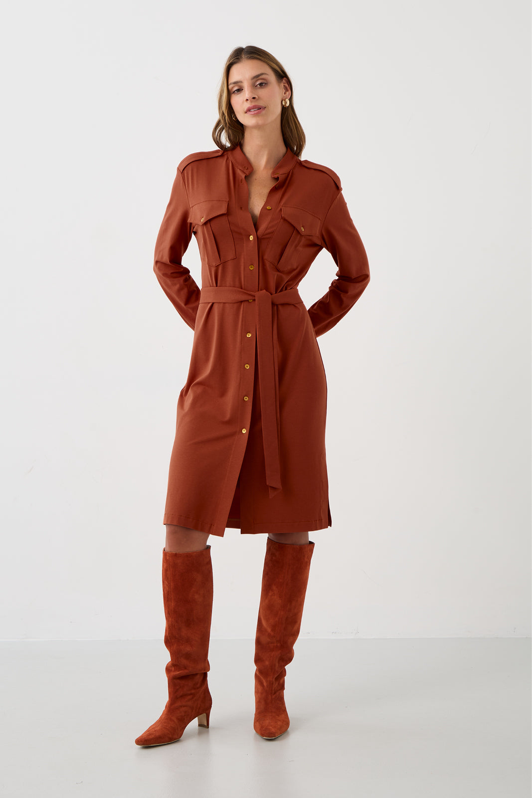 Dress OFFICE QUEEN WITHOUT POCKETS rusty