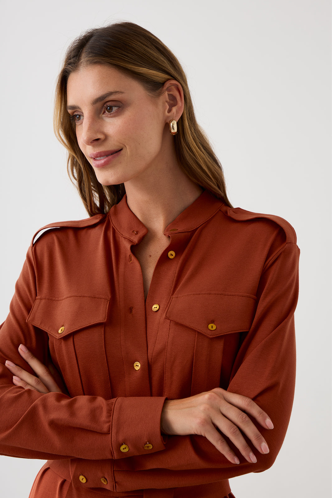 Dress OFFICE QUEEN WITHOUT POCKETS rusty