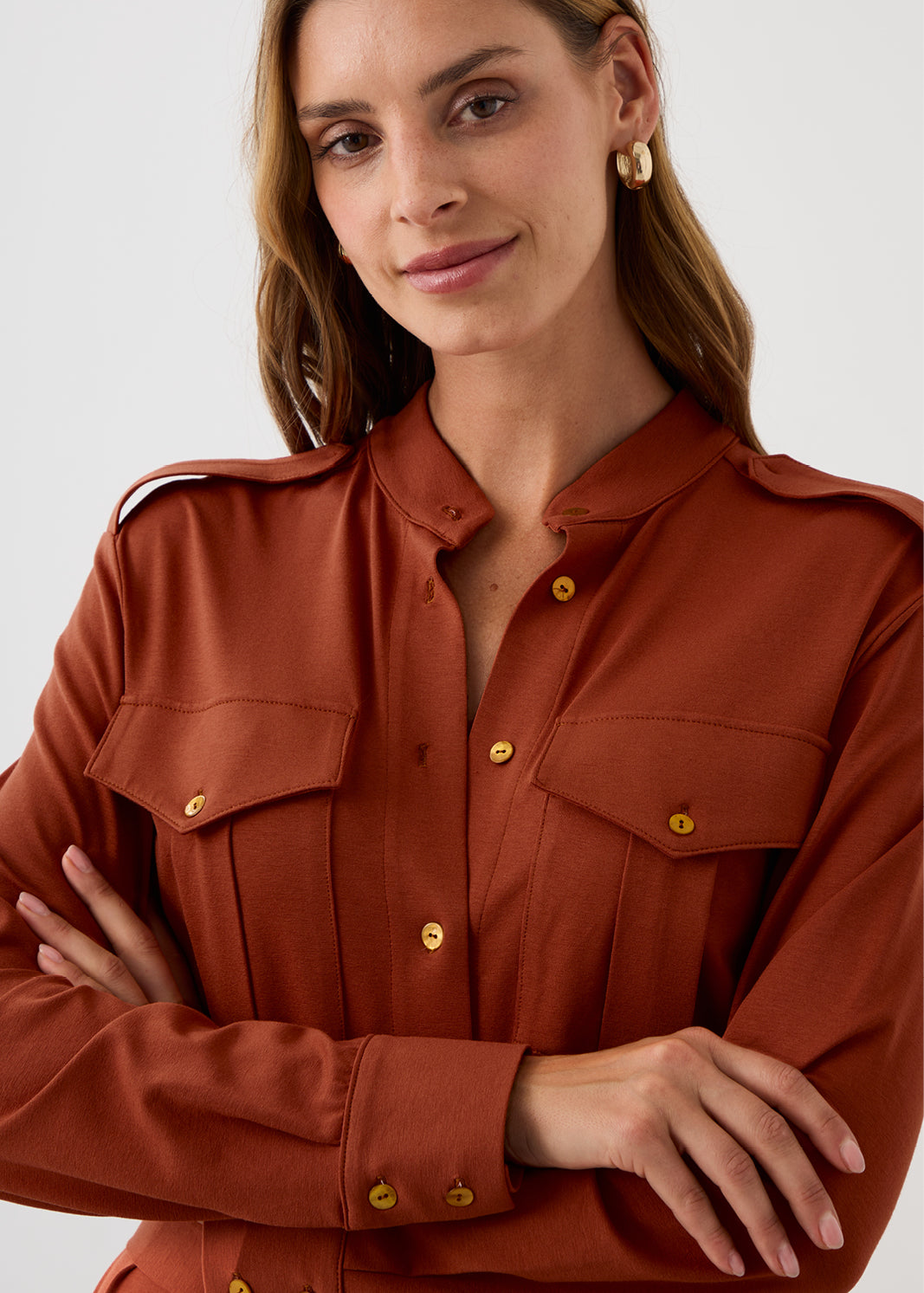 Dress OFFICE QUEEN WITHOUT POCKETS rusty
