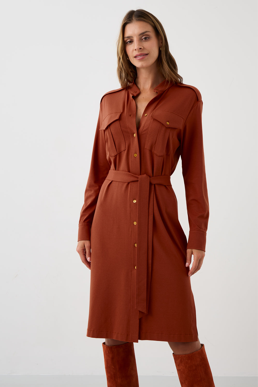 Dress OFFICE QUEEN WITHOUT POCKETS rusty
