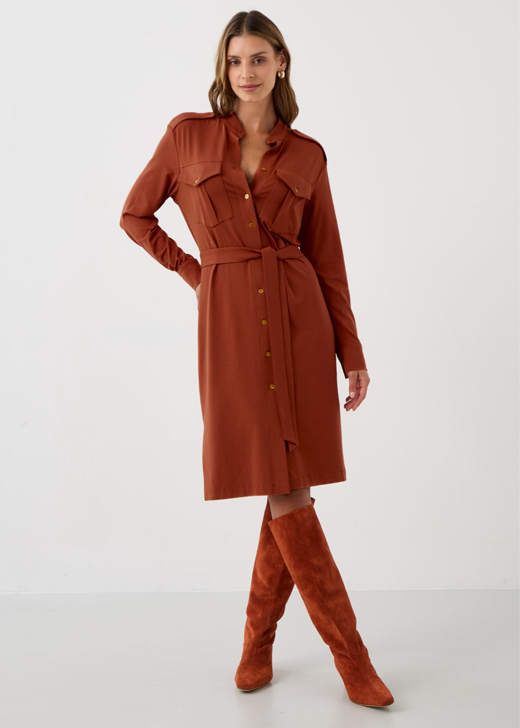 Dress OFFICE QUEEN WITHOUT POCKETS rusty