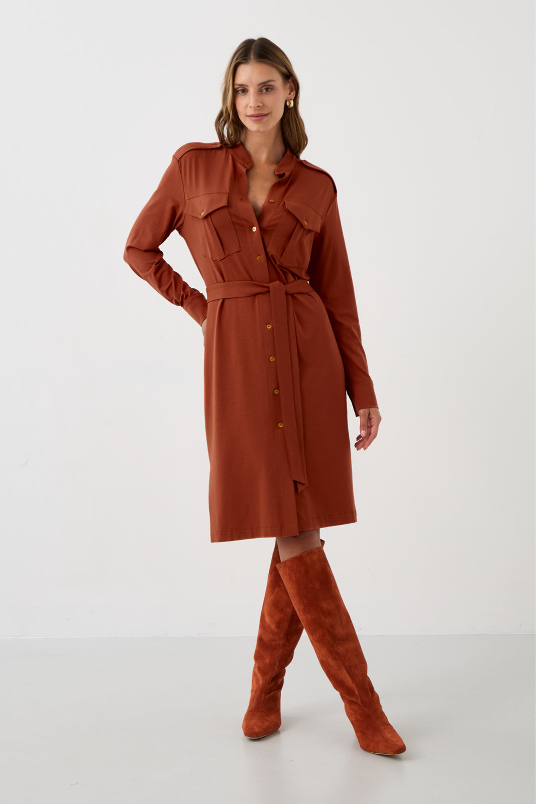 Dress OFFICE QUEEN WITHOUT POCKETS rusty
