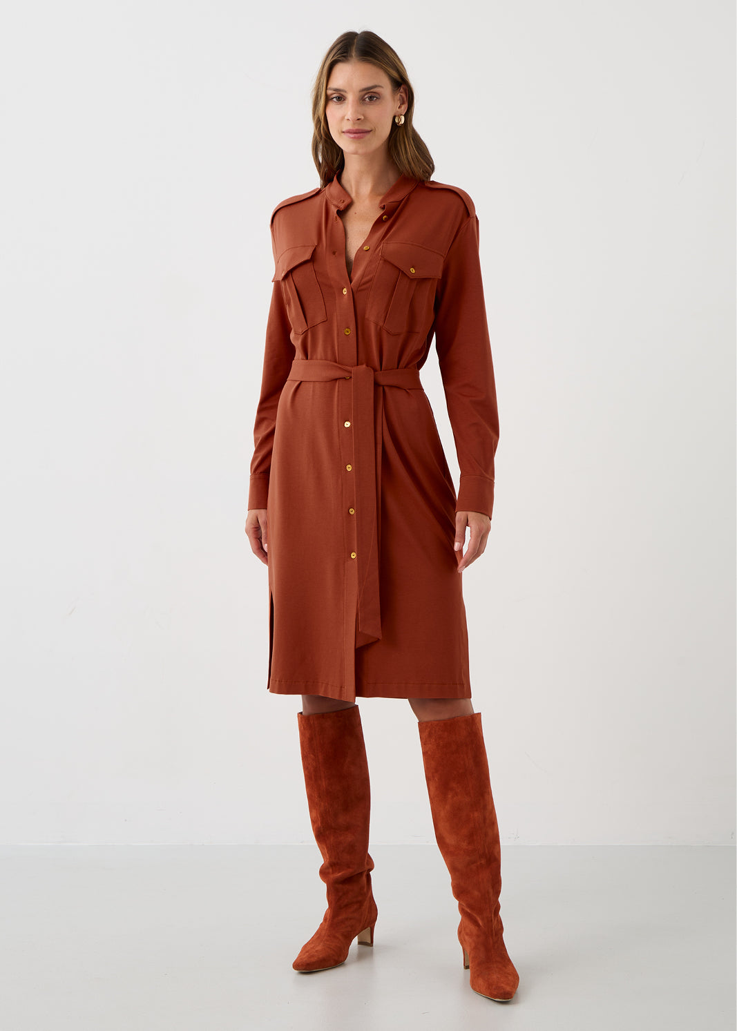Dress OFFICE QUEEN WITHOUT POCKETS rusty