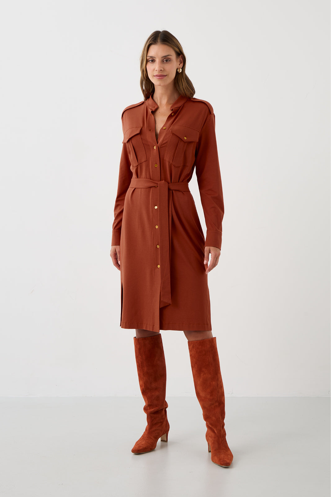 Dress OFFICE QUEEN WITHOUT POCKETS rusty