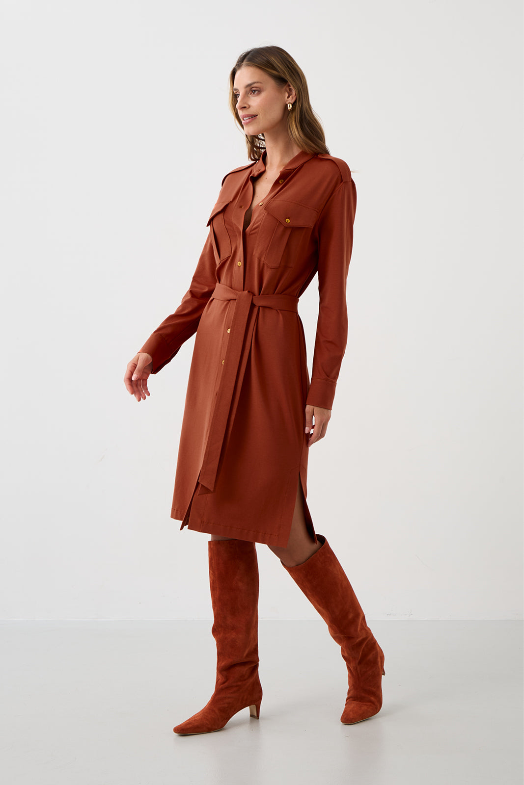 Dress OFFICE QUEEN WITHOUT POCKETS rusty