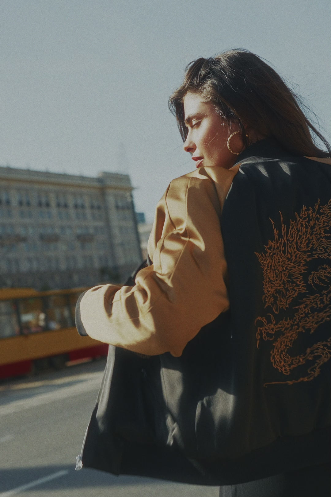 Kurtka SUKA JACKET black & gold haft Swanski Studio