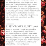 Rustykalny wzór róż RISK’N’ROSES – kobiecy, malarski, z nutą dzikości, idealny na sukienki i ubrania