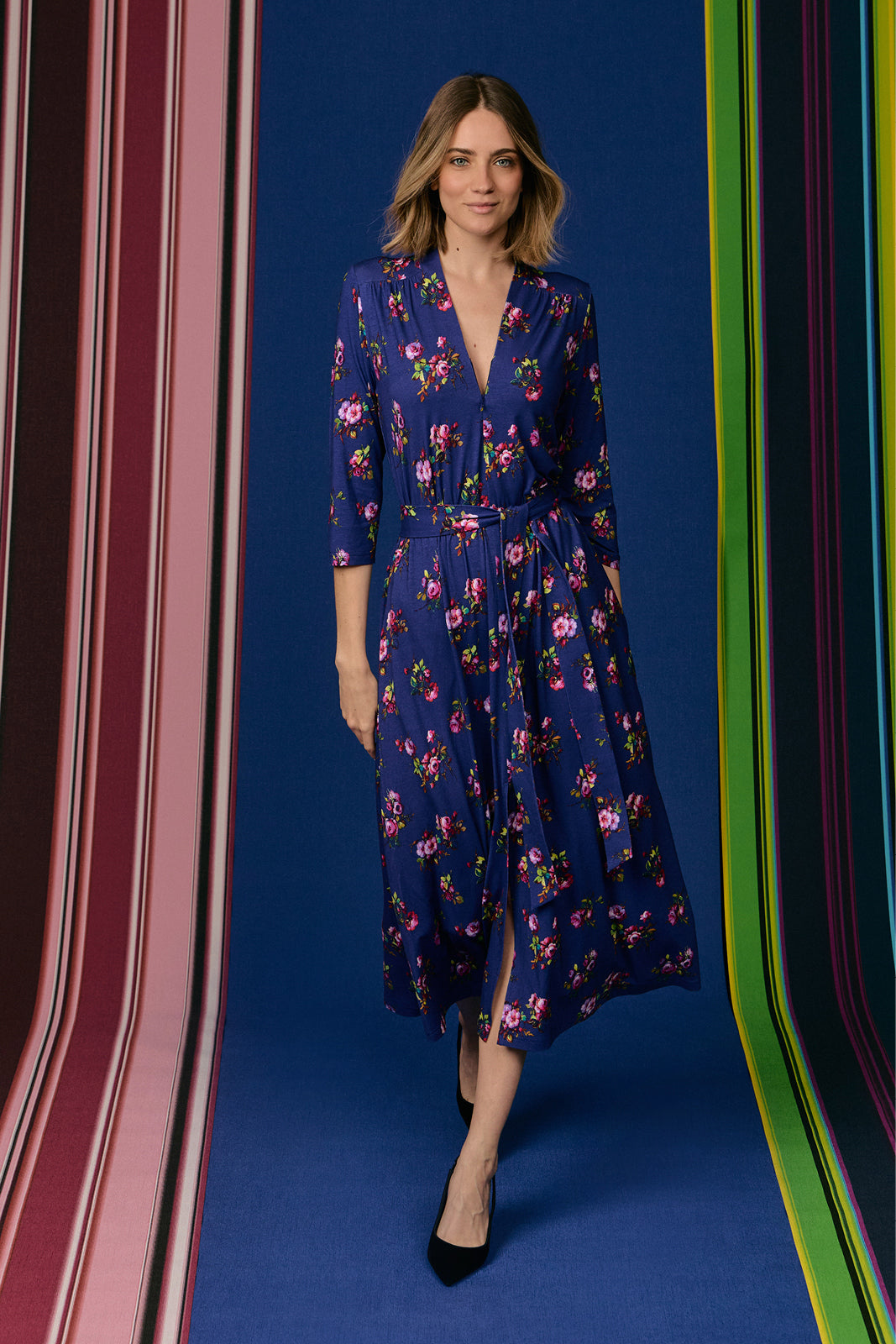 Sukienka LIBERTY DRESS print risk'n'roses blue