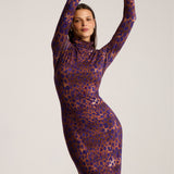 Sukienka SKINCITY Z GOLFEM MAXI print leo burgundy