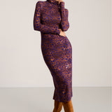 Sukienka SKINCITY Z GOLFEM MAXI print leo burgundy