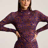 Sukienka SKINCITY Z GOLFEM MAXI print leo burgundy