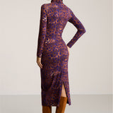 Sukienka SKINCITY Z GOLFEM MAXI print leo burgundy