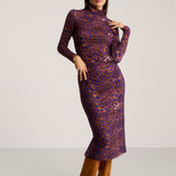 Sukienka SKINCITY Z GOLFEM MAXI print leo burgundy