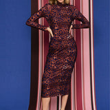 Sukienka SKINCITY Z GOLFEM MAXI print leo burgundy