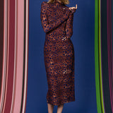 Sukienka SKINCITY Z GOLFEM MAXI print leo burgundy