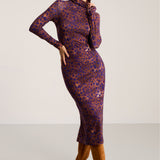 Sukienka SKINCITY Z GOLFEM MAXI print leo burgundy