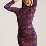 Sukienka SKINCITY Z GOLFEM MAXI print leo burgundy