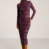 Sukienka SKINCITY Z GOLFEM MAXI print leo burgundy