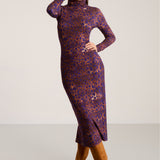 Sukienka SKINCITY Z GOLFEM MAXI print leo burgundy
