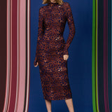 Sukienka SKINCITY Z GOLFEM MAXI print leo burgundy